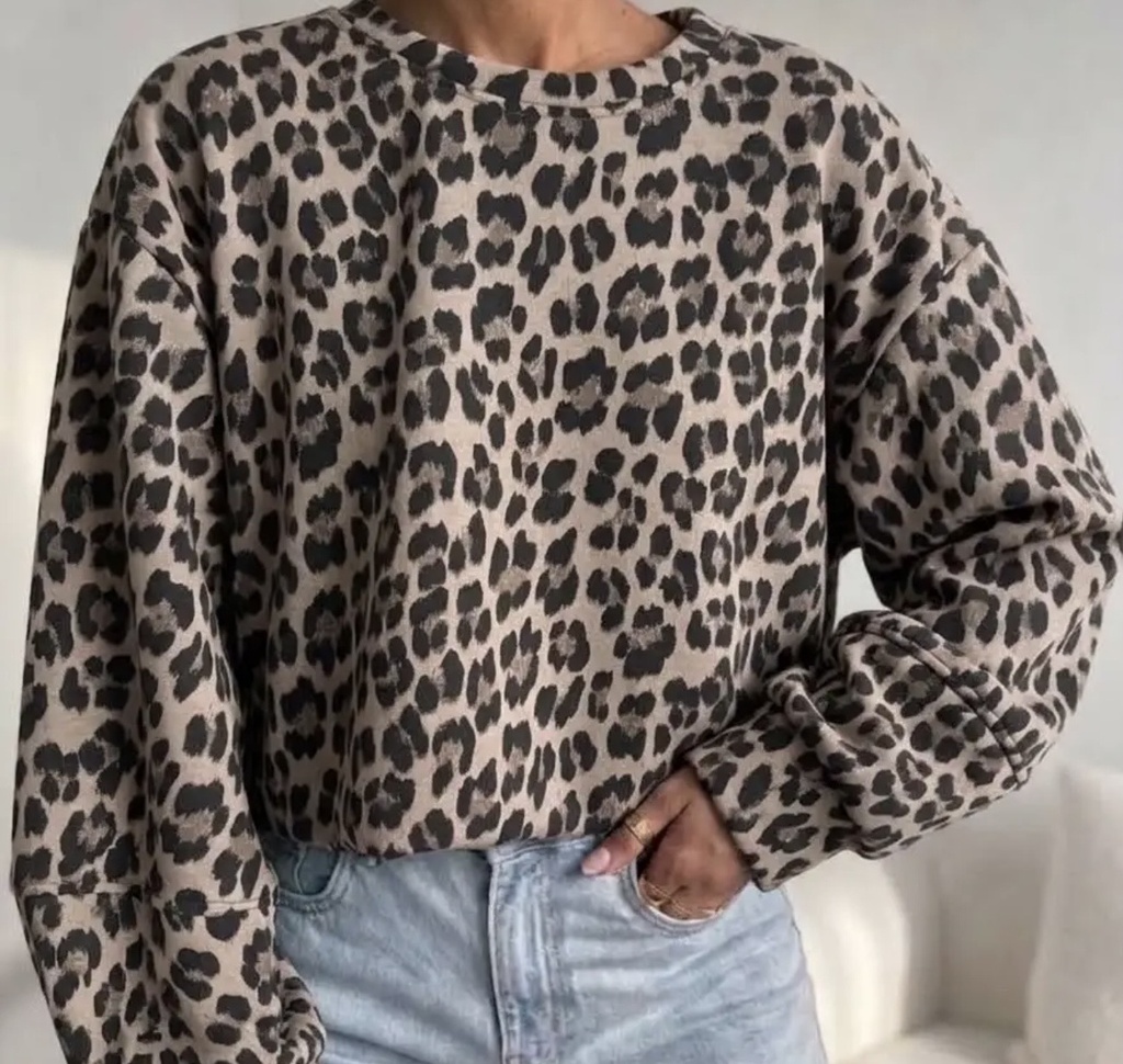 Sweatshirt met luipaardprint